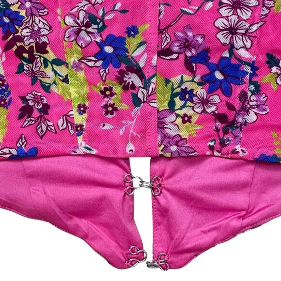 NWT AFRM Myla Corset Crop Top in Pink Paisley Floral Size Large Fairy Castlecore - Picture 6 of 8